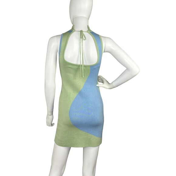 Verge Girl Size 8 Wavy Colorblock Knit Mini Bodycon Dress Retro - Picture 3 of 8